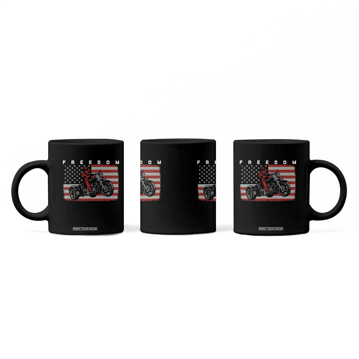 Motocross Freedom Patriotic American Flag Three Wheel Motorcycle Trike Coffee Mug