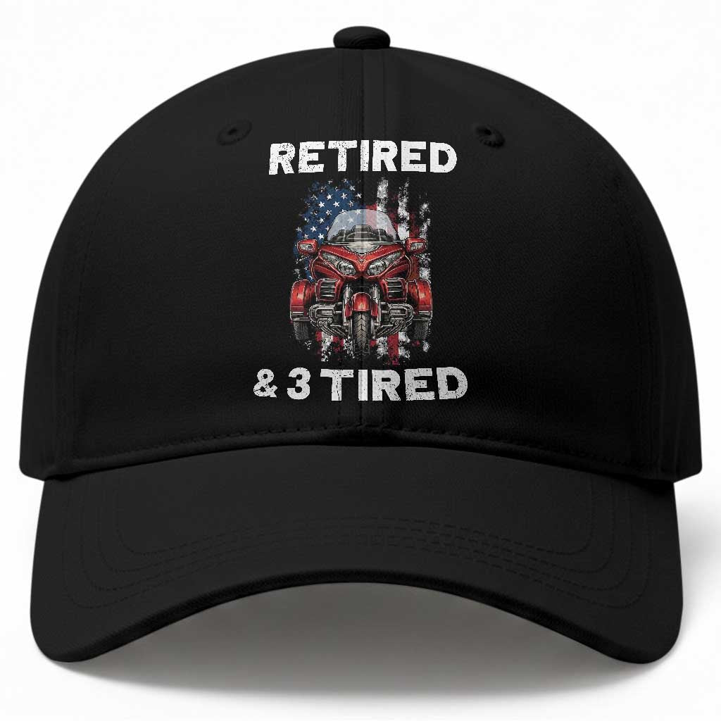 Retired Grandpa Biker Three Wheeled Trike Baseball Cap Motorcycle Trike Patriotic American Flag