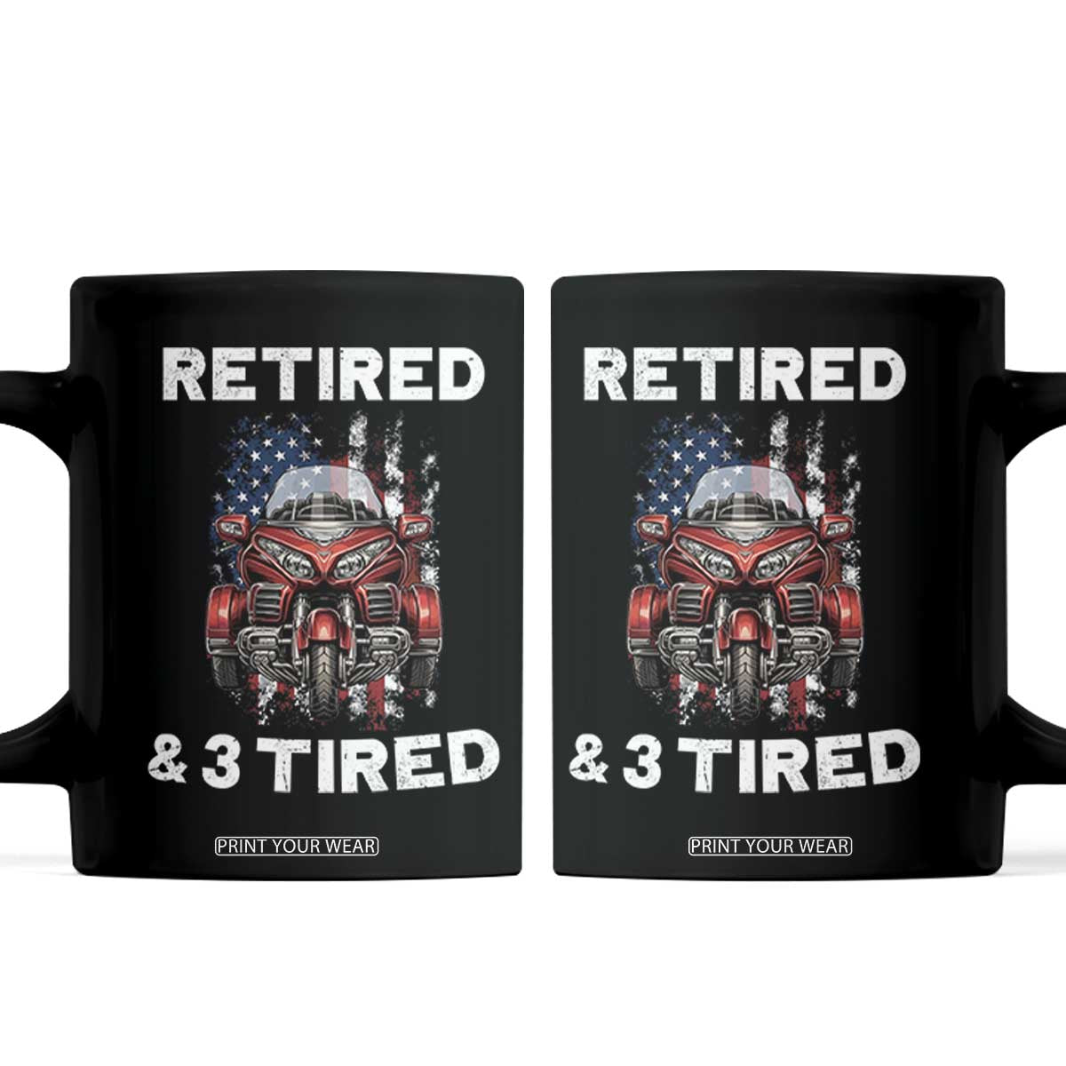 Retired Grandpa Biker Three Wheeled Trike Coffee Mug Motorcycle Trike Patriotic American Flag