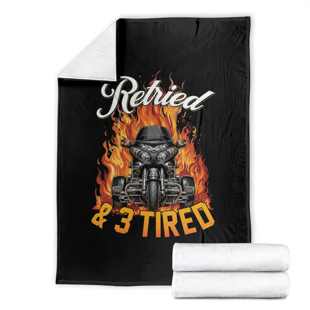 Retired Grandpa Biker Three Wheeled Motorcycle Trike Throw Blanket