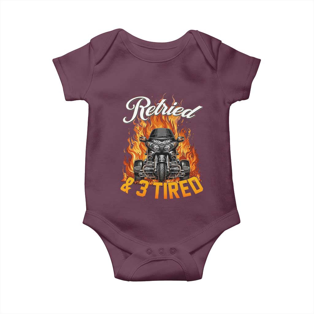 Retired Grandpa Biker Three Wheeled Motorcycle Trike Baby Onesie