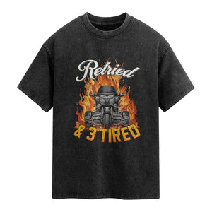Retired Grandpa Biker Three Wheeled Motorcycle Trike Washed Cotton T-Shirt