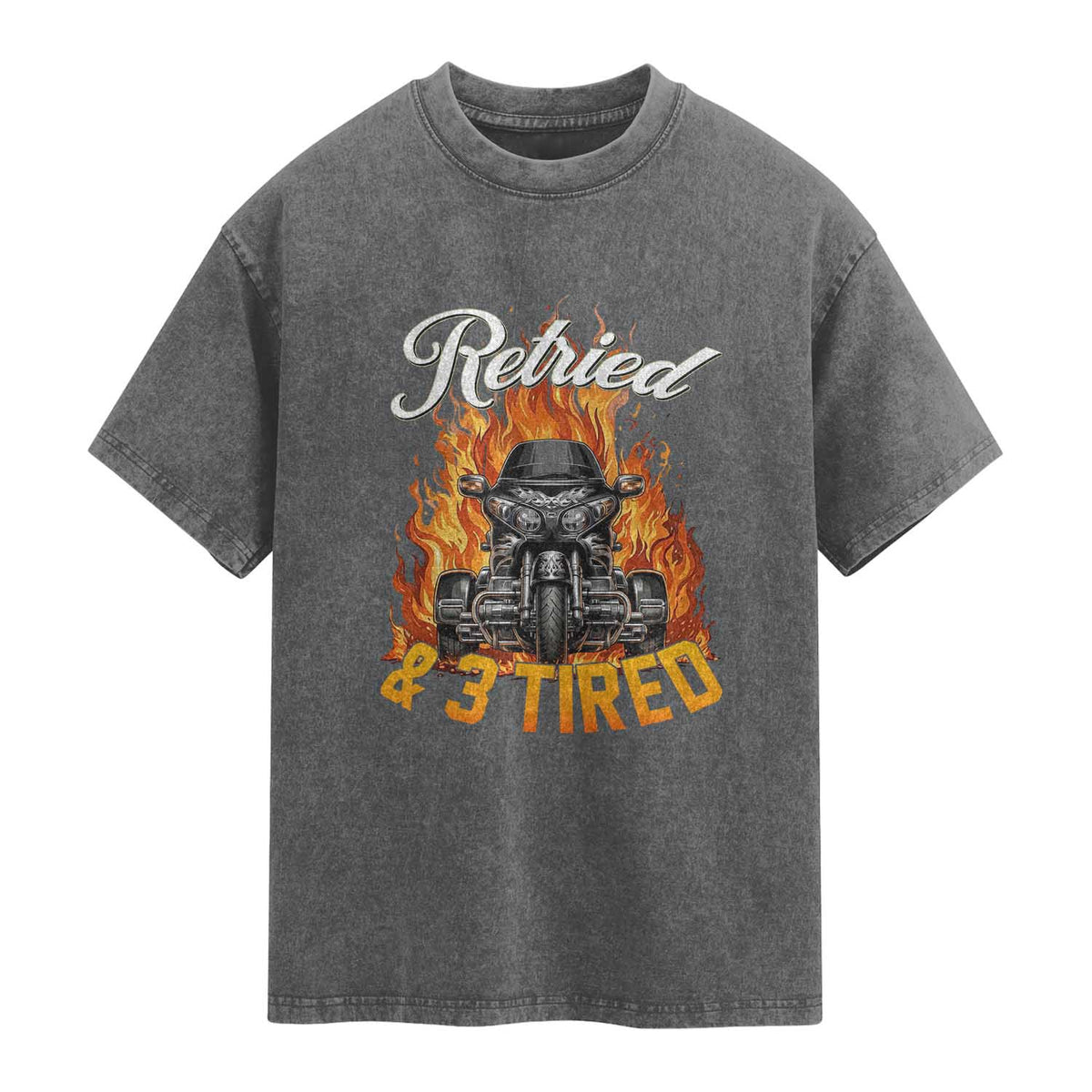 Retired Grandpa Biker Three Wheeled Motorcycle Trike Washed Cotton T-Shirt