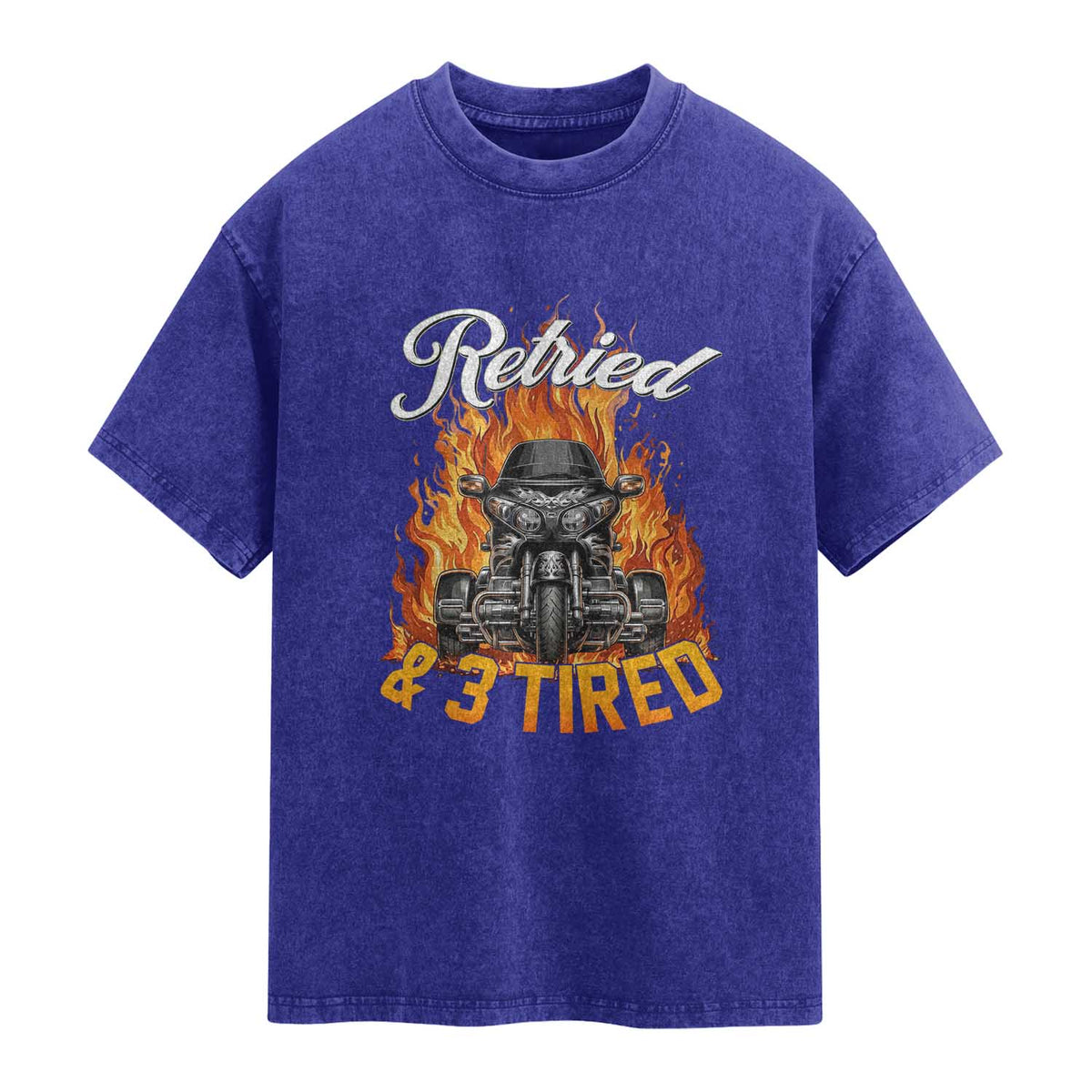 Retired Grandpa Biker Three Wheeled Motorcycle Trike Washed Cotton T-Shirt