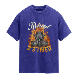 Retired Grandpa Biker Three Wheeled Motorcycle Trike Washed Cotton T-Shirt