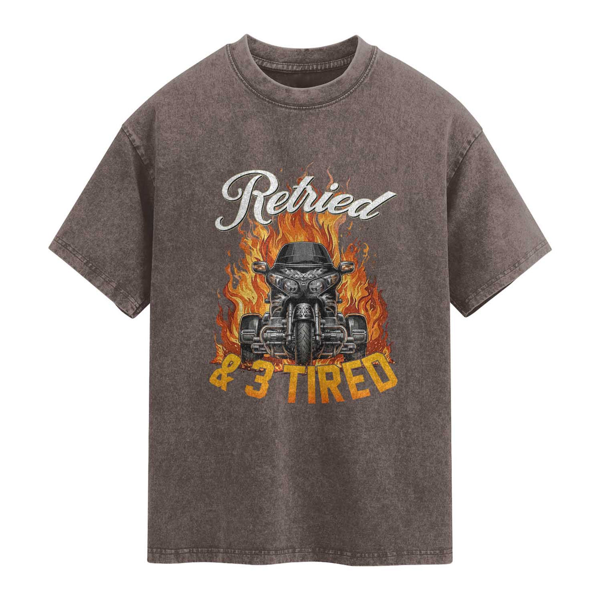 Retired Grandpa Biker Three Wheeled Motorcycle Trike Washed Cotton T-Shirt