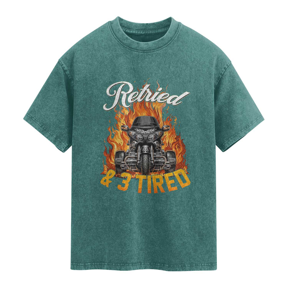Retired Grandpa Biker Three Wheeled Motorcycle Trike Washed Cotton T-Shirt