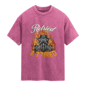 Retired Grandpa Biker Three Wheeled Motorcycle Trike Washed Cotton T-Shirt