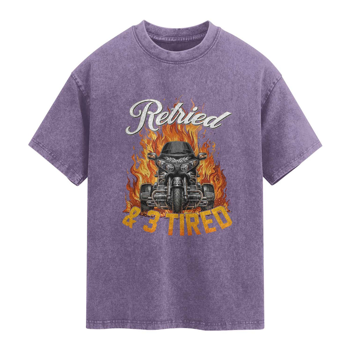 Retired Grandpa Biker Three Wheeled Motorcycle Trike Washed Cotton T-Shirt