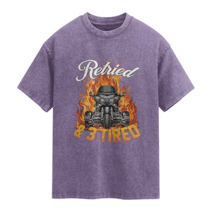 Retired Grandpa Biker Three Wheeled Motorcycle Trike Washed Cotton T-Shirt