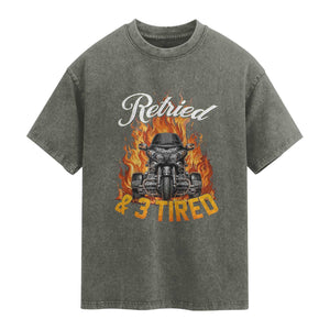 Retired Grandpa Biker Three Wheeled Motorcycle Trike Washed Cotton T-Shirt