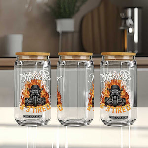 Retired Grandpa Biker Three Wheeled Motorcycle Trike Glass Can