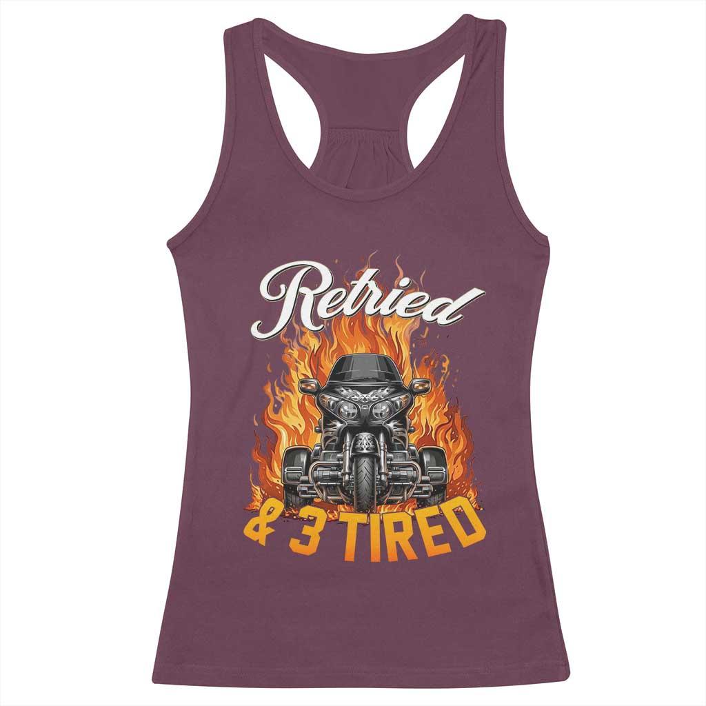 Retired Grandpa Biker Three Wheeled Motorcycle Trike Racerback Tank Top