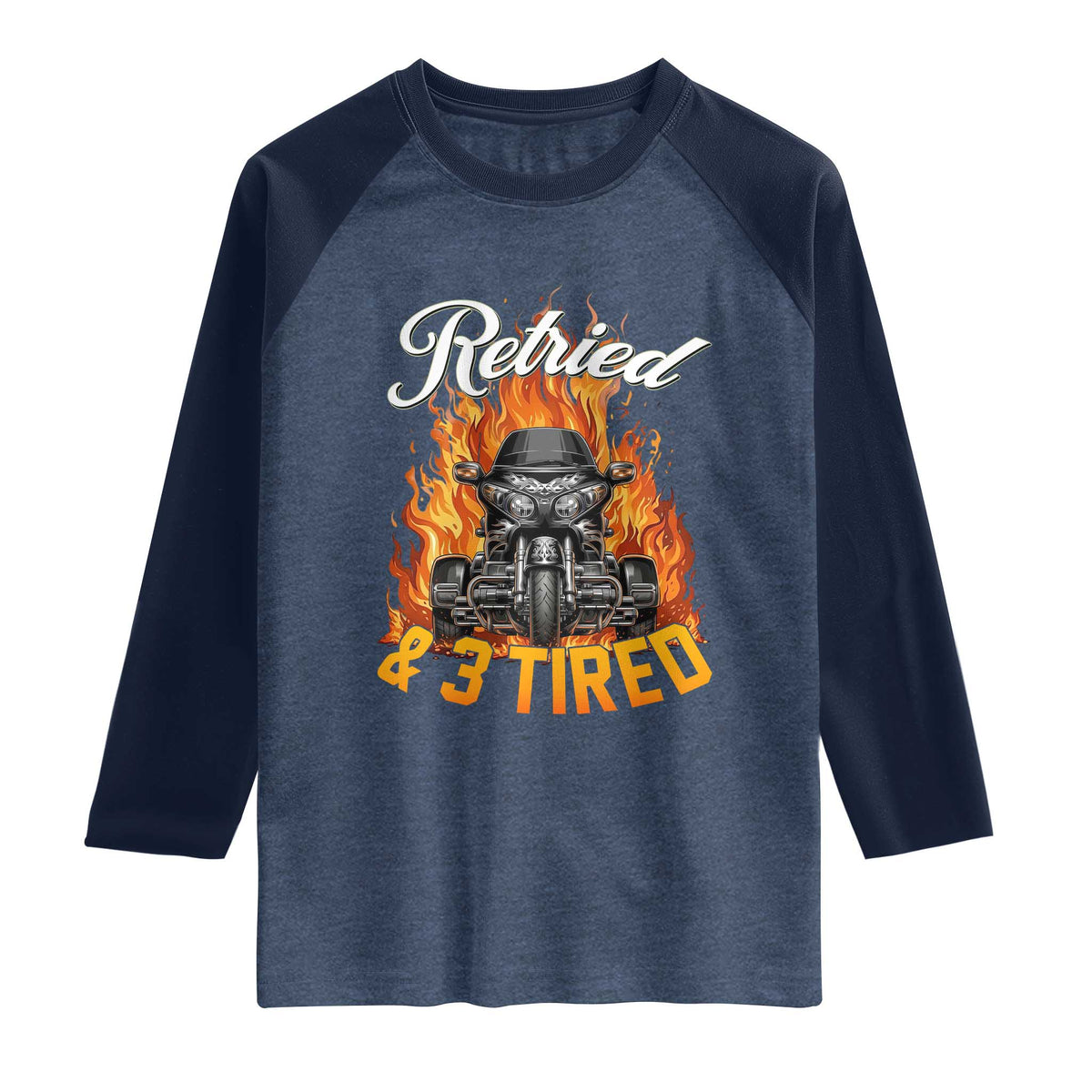 Retired Grandpa Biker Three Wheeled Motorcycle Trike Raglan Shirt