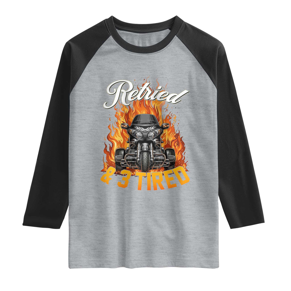 Retired Grandpa Biker Three Wheeled Motorcycle Trike Raglan Shirt