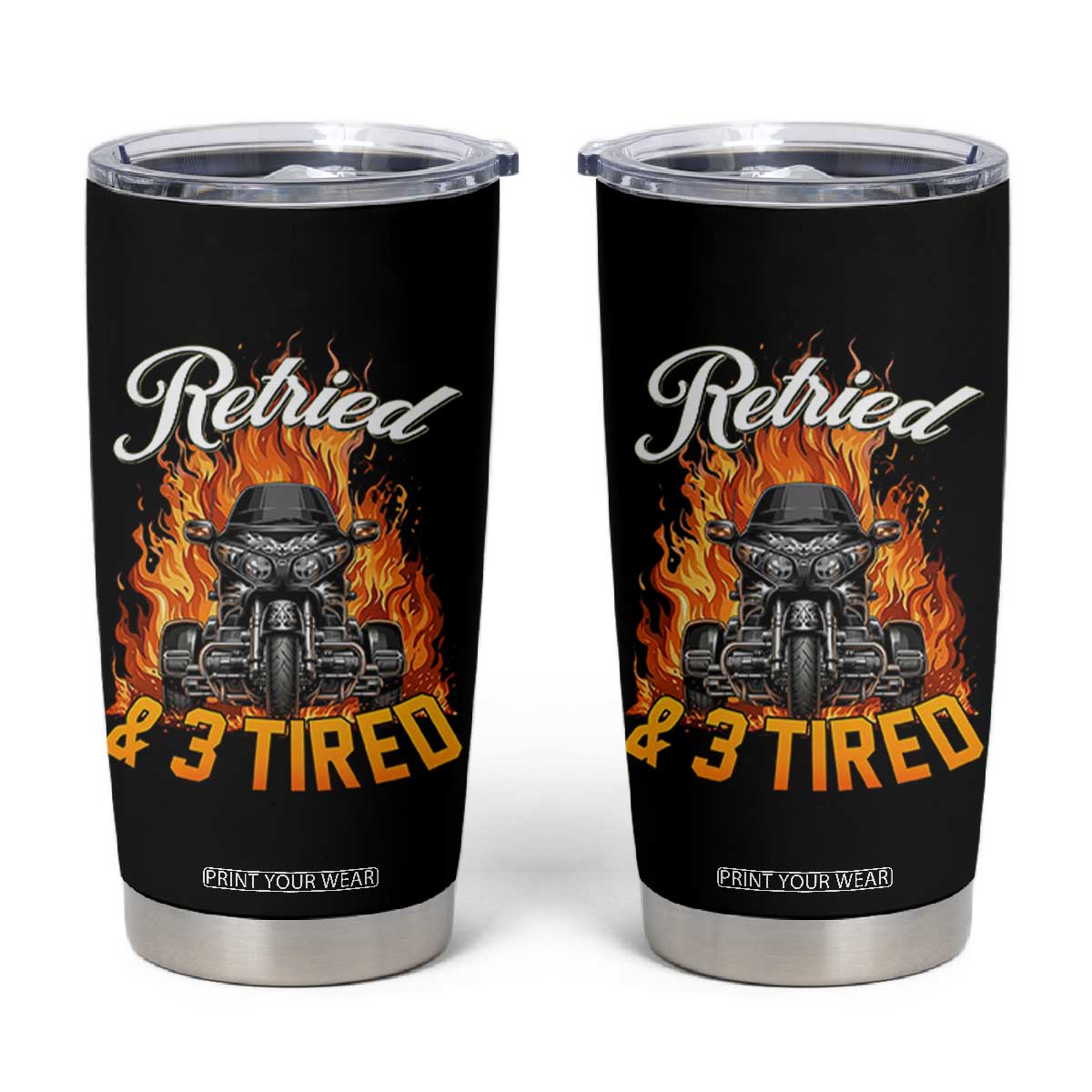 Retired Grandpa Biker Three Wheeled Motorcycle Trike Tumbler Cup
