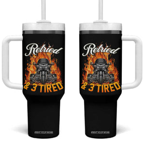 Retired Grandpa Biker Three Wheeled Motorcycle Trike Tumbler With Handle
