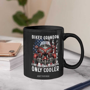 Grandpa Biker Three Wheel Motorcycle Trike Patriotic US Flag Coffee Mug