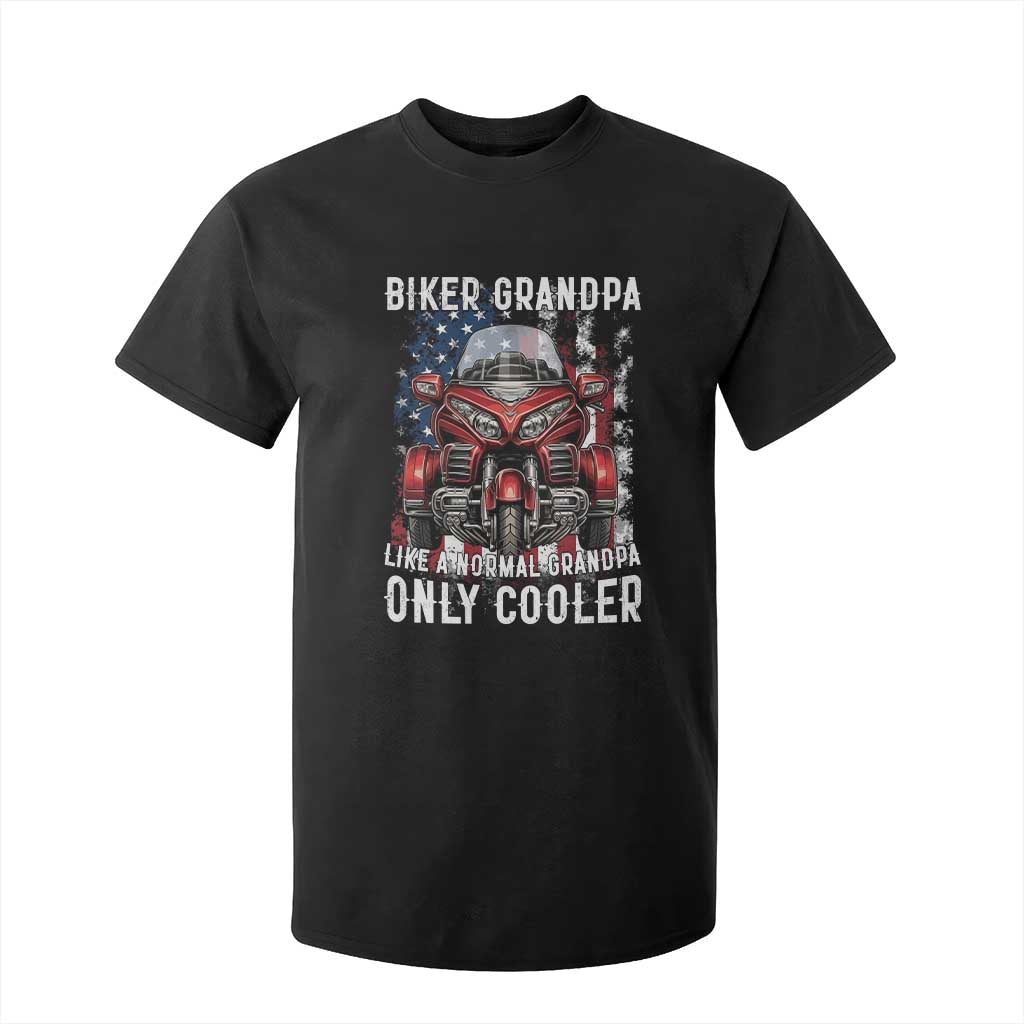 Grandpa Biker Three Wheel Motorcycle Trike Patriotic US Flag T Shirt For Kid