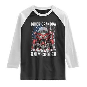 Grandpa Biker Three Wheel Motorcycle Trike Patriotic US Flag Raglan Shirt