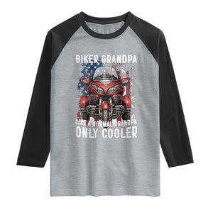 Grandpa Biker Three Wheel Motorcycle Trike Patriotic US Flag Raglan Shirt
