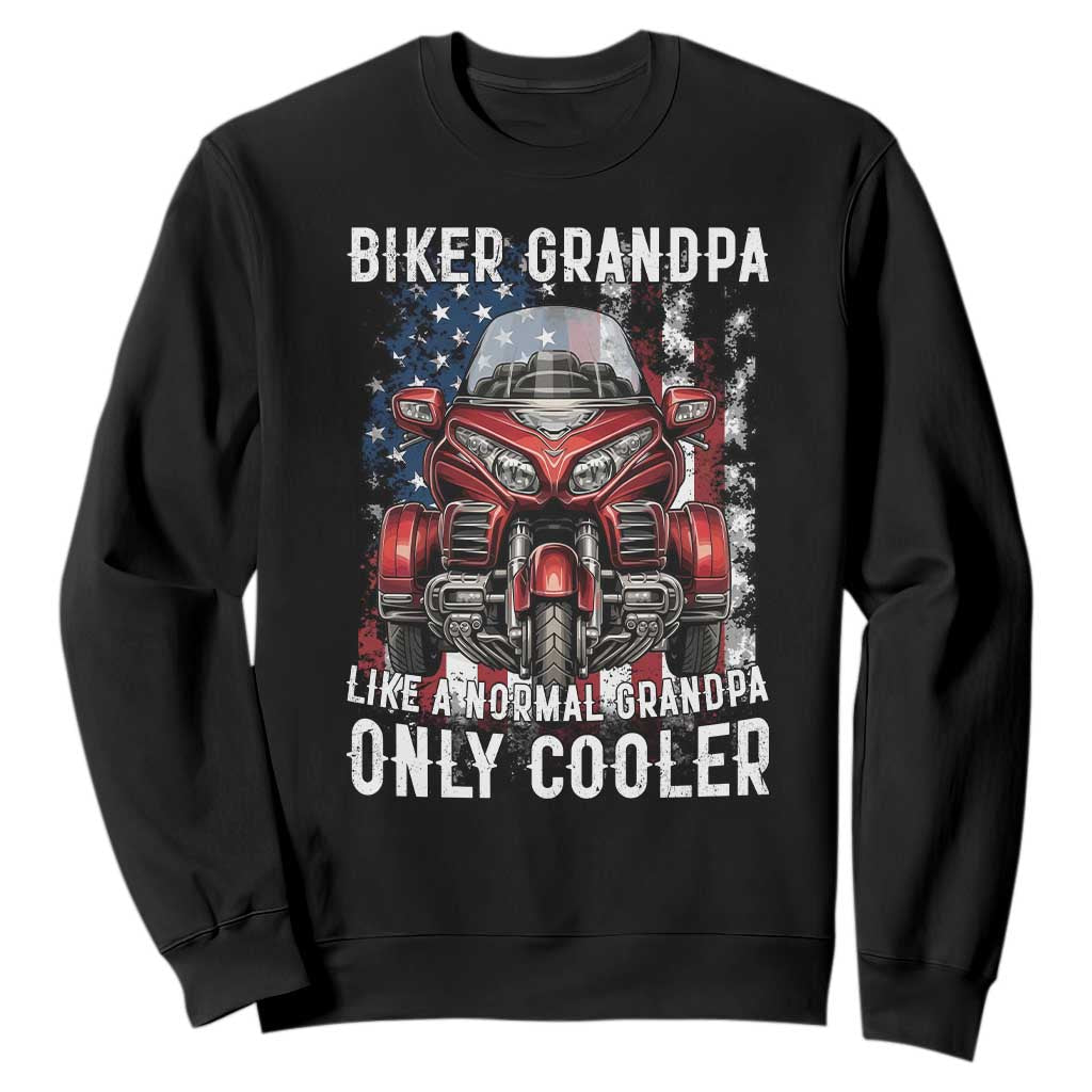 Grandpa Biker Three Wheel Motorcycle Trike Patriotic US Flag Sweatshirt