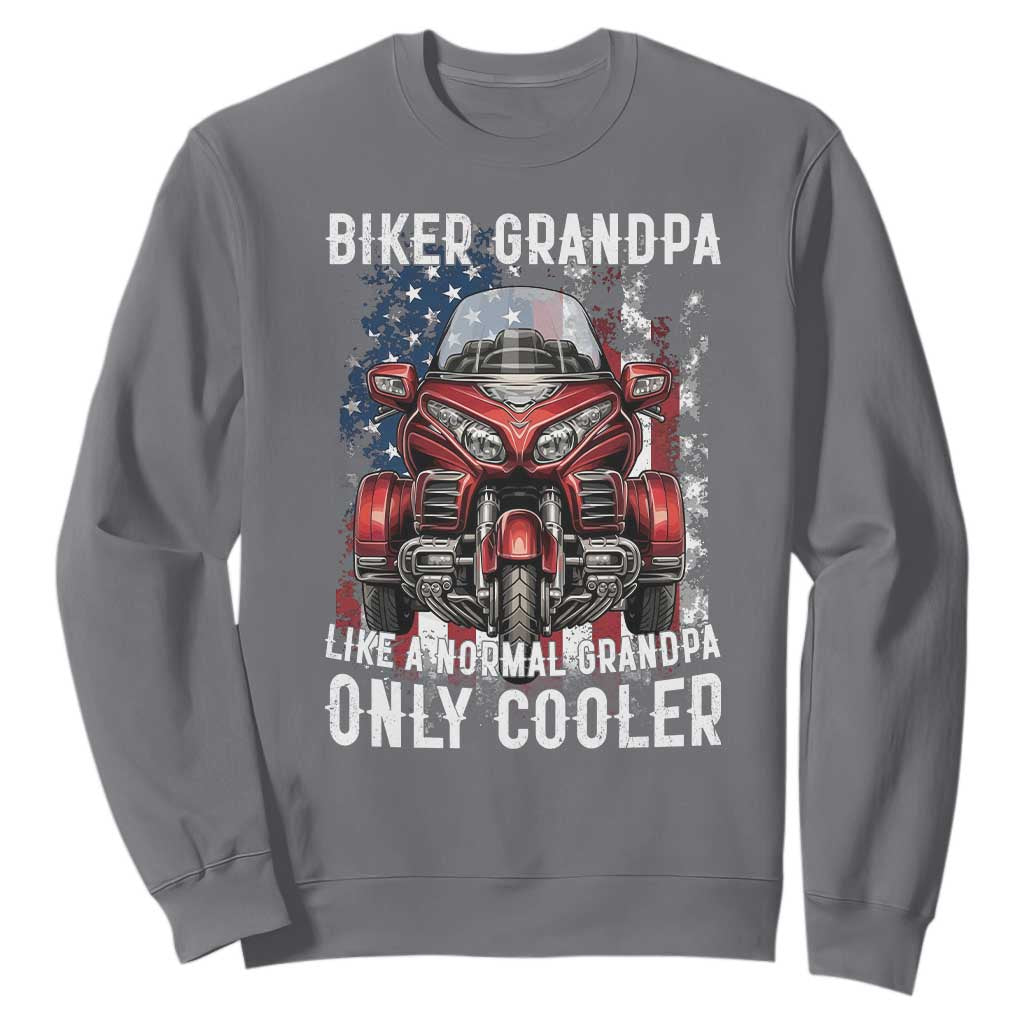 Grandpa Biker Three Wheel Motorcycle Trike Patriotic US Flag Sweatshirt