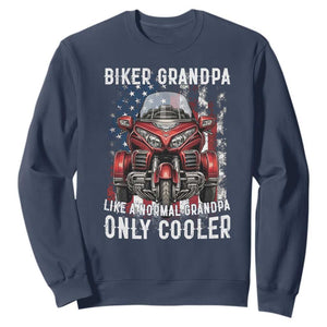 Grandpa Biker Three Wheel Motorcycle Trike Patriotic US Flag Sweatshirt