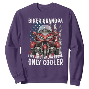 Grandpa Biker Three Wheel Motorcycle Trike Patriotic US Flag Sweatshirt