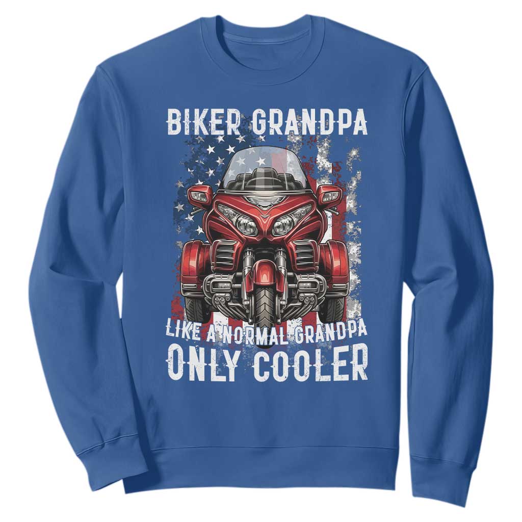 Grandpa Biker Three Wheel Motorcycle Trike Patriotic US Flag Sweatshirt