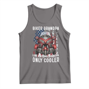 Grandpa Biker Three Wheel Motorcycle Trike Patriotic US Flag Tank Top