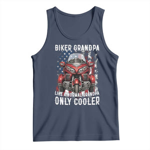 Grandpa Biker Three Wheel Motorcycle Trike Patriotic US Flag Tank Top