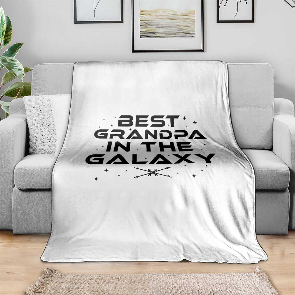 Best Grandpa in the Galaxy Throw Blanket Funny Fathers Day Gift