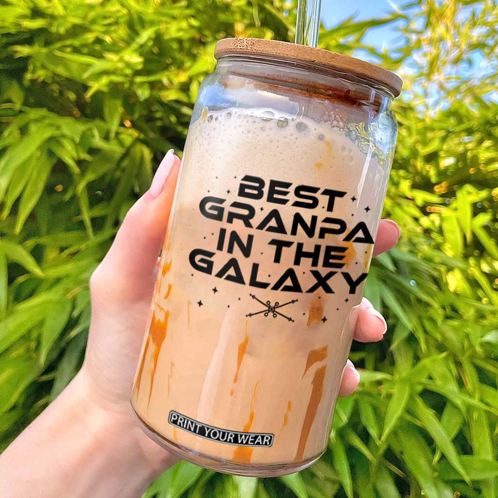 Best Grandpa in the Galaxy Glass Can Funny Fathers Day Gift