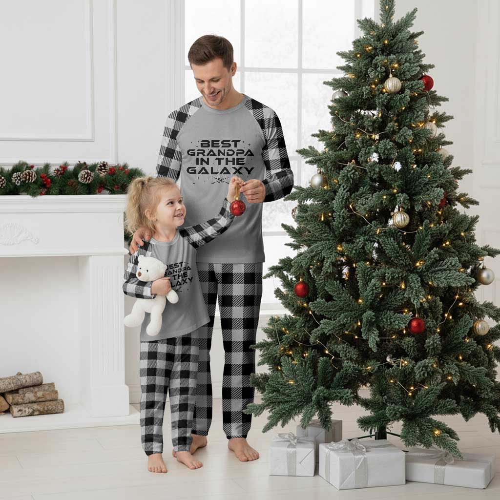 Best Grandpa in the Galaxy Plaid Pajama Set Funny Fathers Day Gift