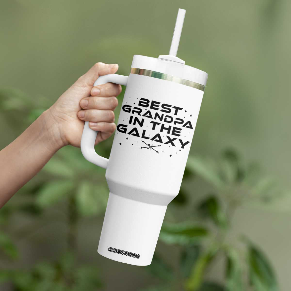 Best Grandpa in the Galaxy Tumbler With Handle Funny Fathers Day Gift