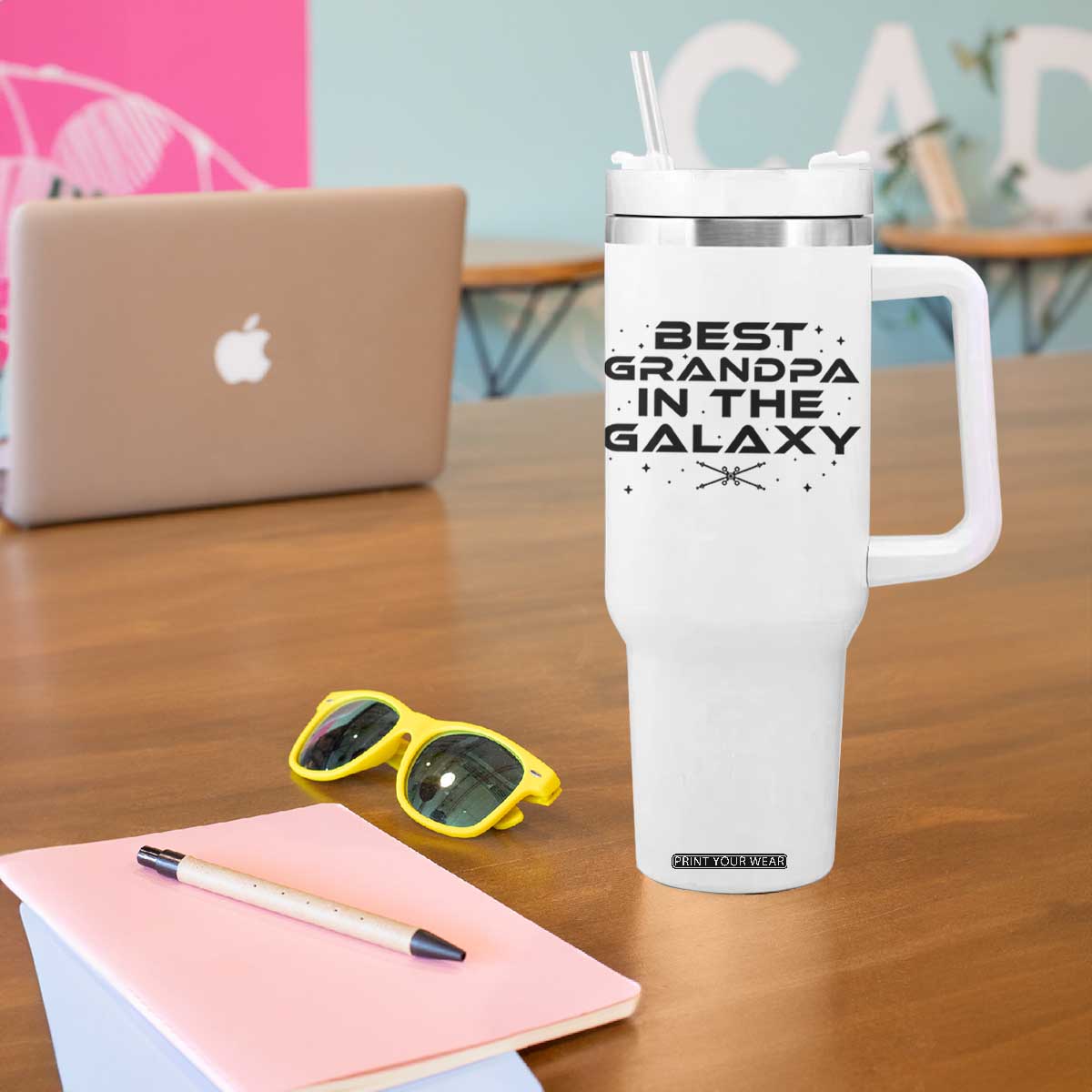 Best Grandpa in the Galaxy Tumbler With Handle Funny Fathers Day Gift