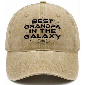 Best Grandpa in the Galaxy Washed Cotton Baseball Cap Funny Fathers Day Gift