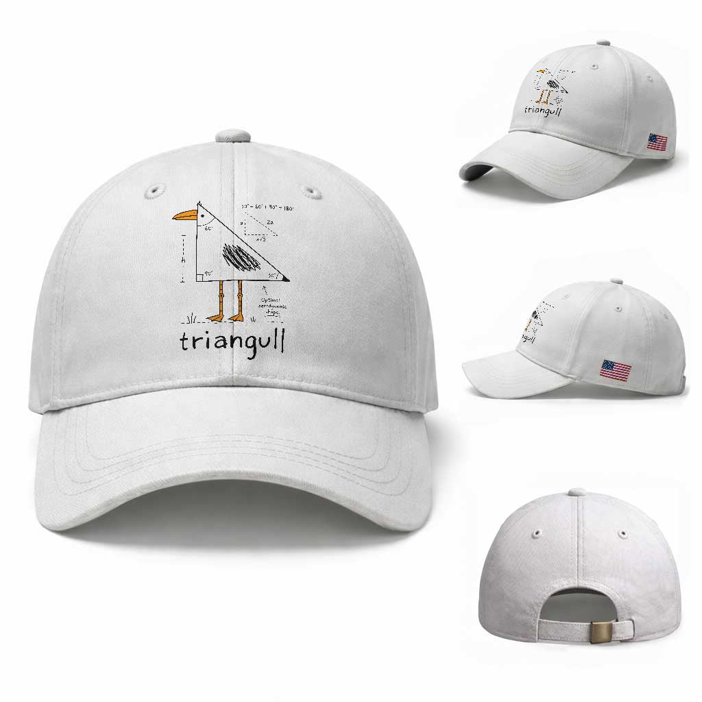 Triangull Triangle Seagull Bird Pun Baseball Cap Funny Math Teacher Humor TS14 Baseball Cap Universal Fit White Print Your Wear