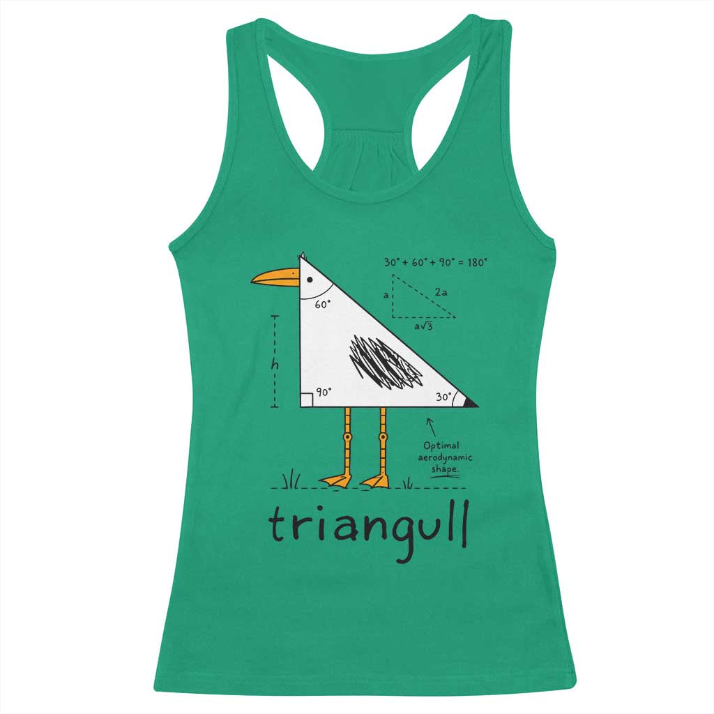 Triangull Triangle Seagull Bird Pun Racerback Tank Top Funny Math Teacher Humor TS14 Irish Green Print Your Wear