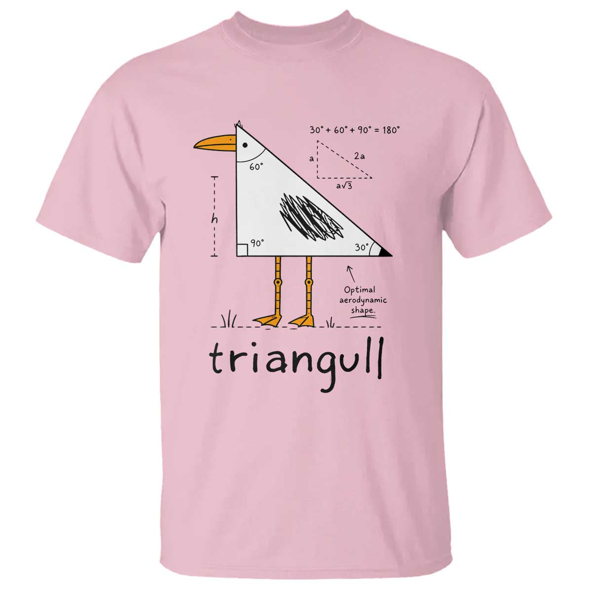 Triangull Triangle Seagull Bird Pun T Shirt Funny Math Teacher Humor TS14 Light Pink Print Your Wear
