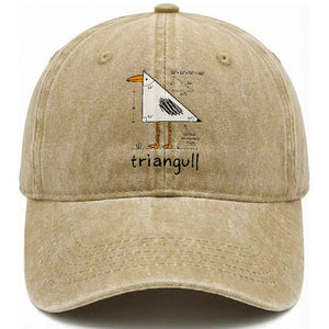 Triangull Triangle Seagull Bird Pun Washed Cotton Baseball Cap Funny Math Teacher Humor TS14 Print Your Wear