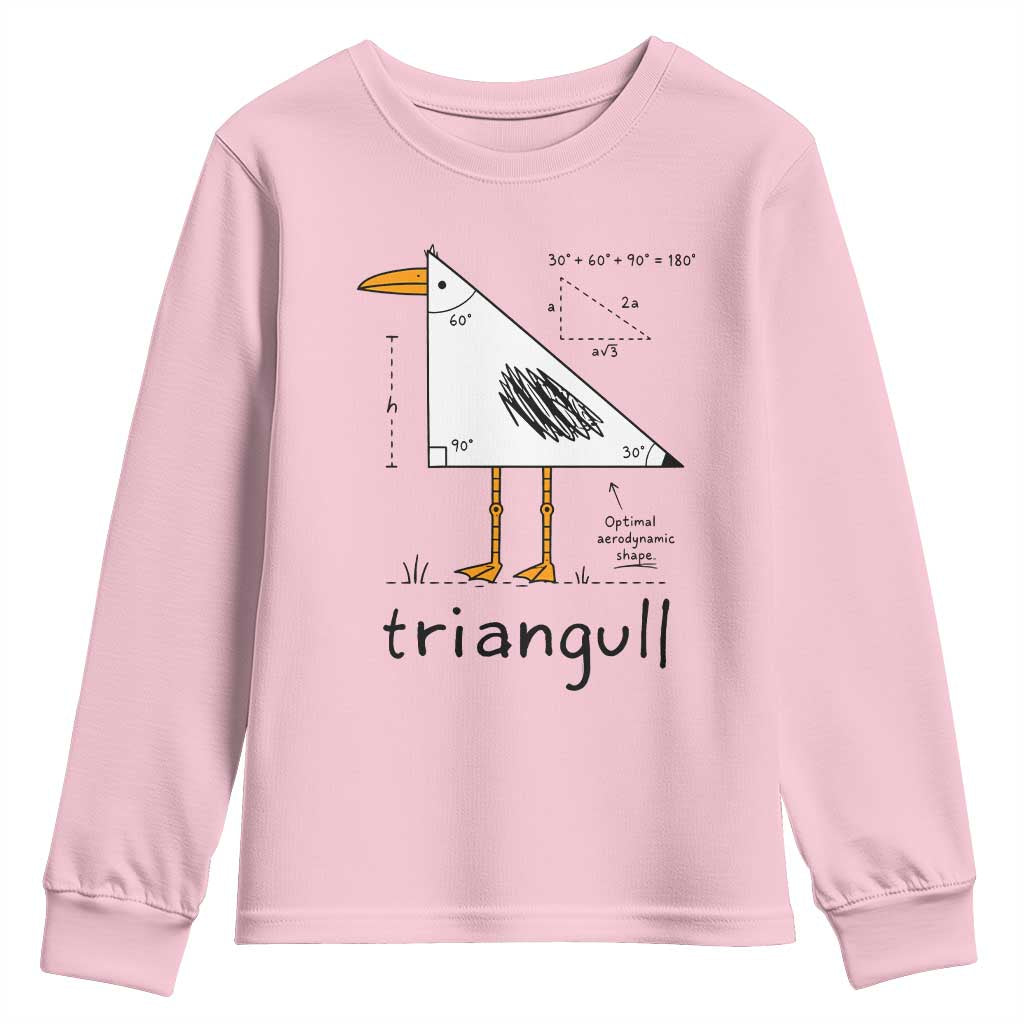 Triangull Triangle Seagull Bird Pun Youth Sweatshirt Funny Math Teacher Humor TS14 Light Pink Print Your Wear