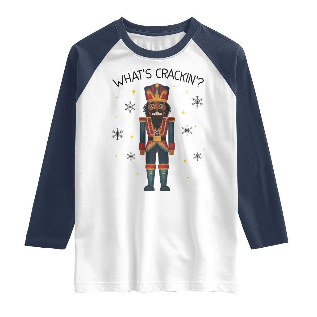 Nutcracker Christmas Raglan Shirt What Is Cracking TS14 White Navy Print Your Wear