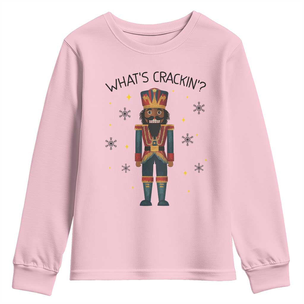Nutcracker Christmas Youth Sweatshirt What Is Cracking TS14 Light Pink Print Your Wear
