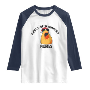Marcus The Worm Christmas Meme Raglan Shirt There Is Been Numeous Injuries TS14 White Navy Print Your Wear