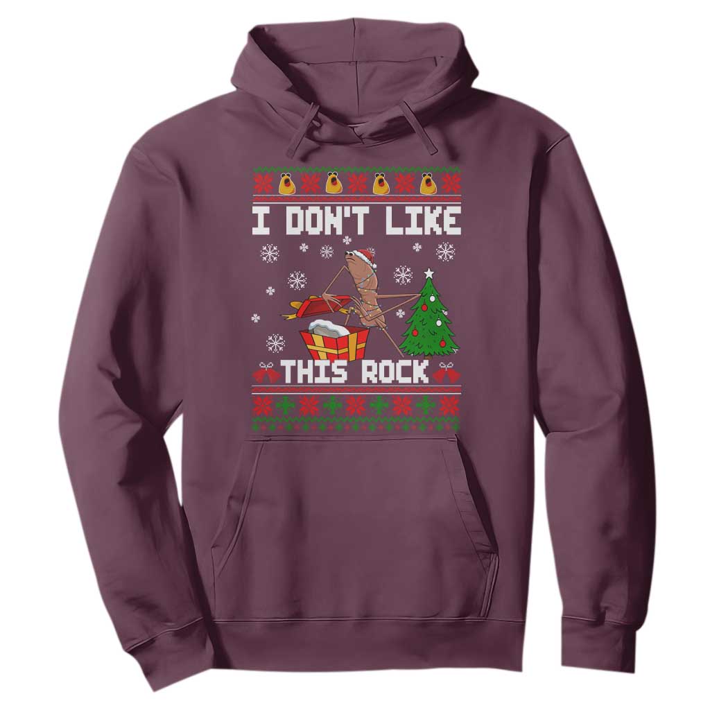Marcus The Worm Christmas Meme Hoodie I Do Not Like This Rock TS14 Maroon Print Your Wear