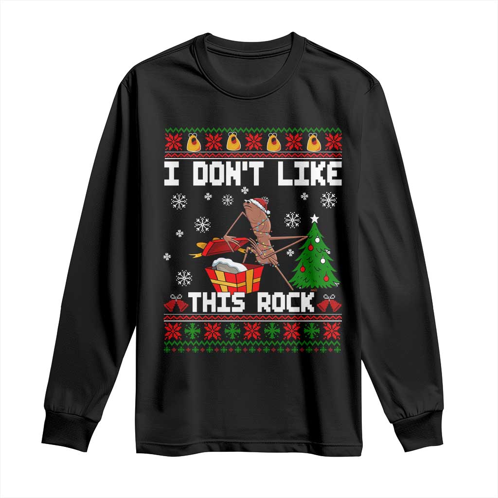 Marcus The Worm Christmas Meme Long Sleeve Shirt I Do Not Like This Rock TS14 Black Print Your Wear