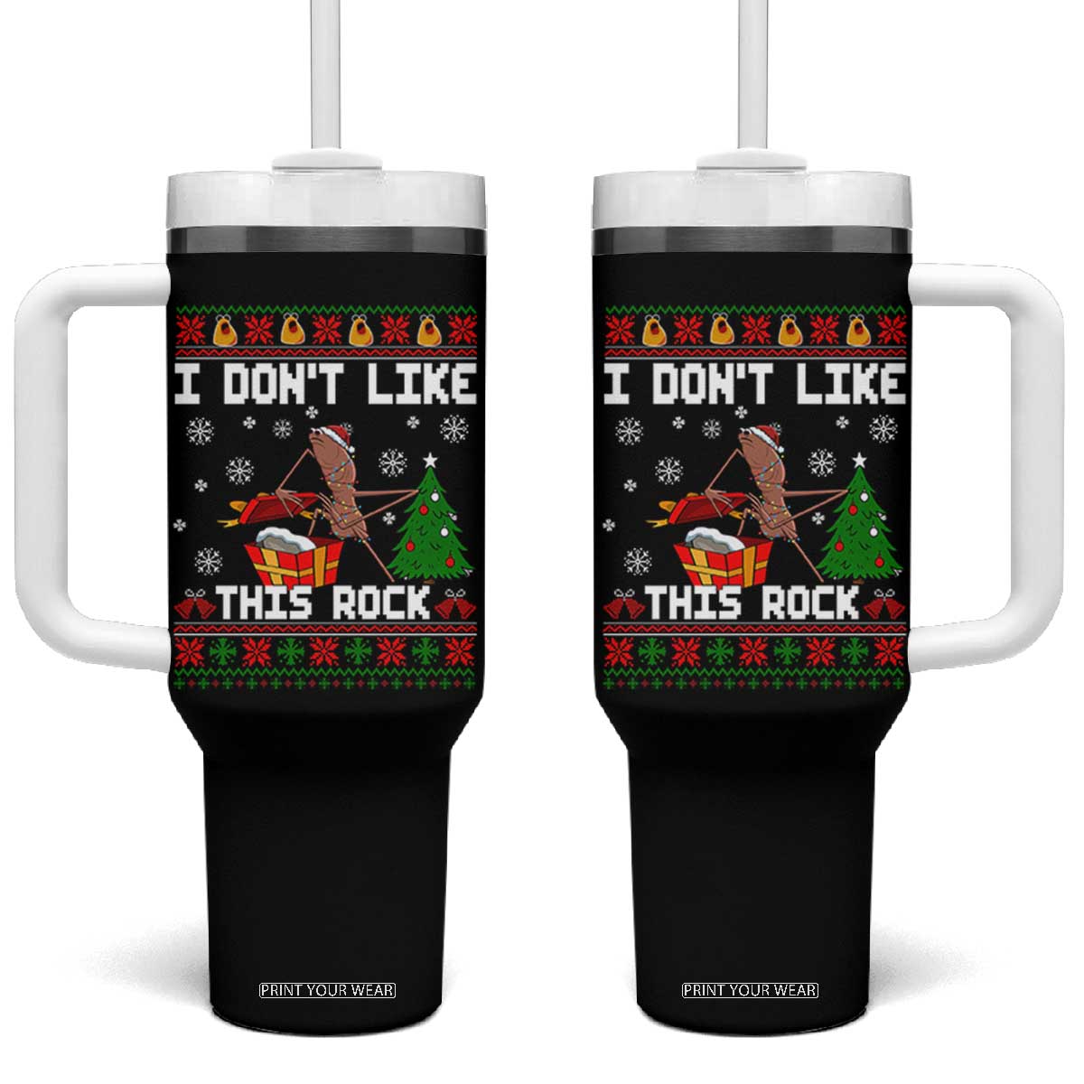Marcus The Worm Christmas Meme Tumbler With Handle I Do Not Like This Rock TS14 One Size: 40 oz Black Print Your Wear