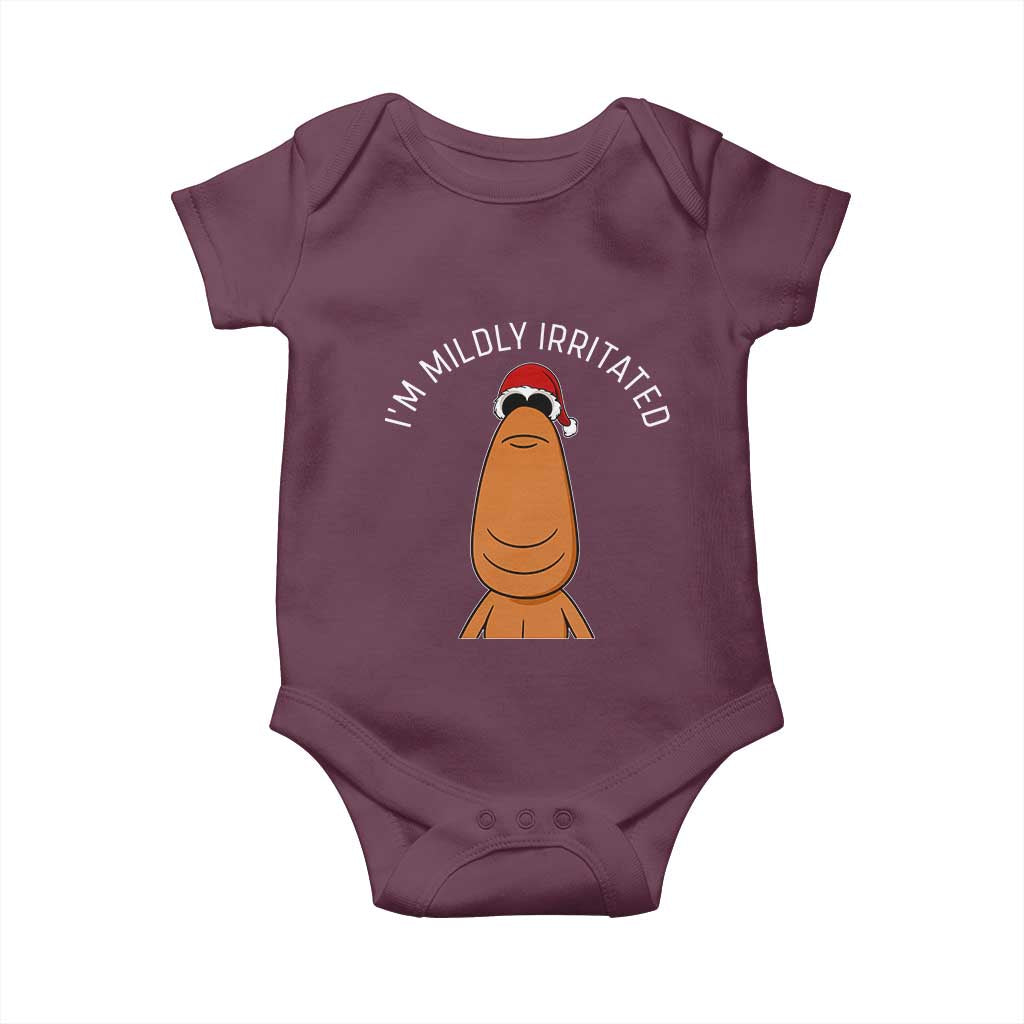 Marcus The Worm Christmas Meme Baby Onesie I Am Mildly Irritated TS14 Maroon Print Your Wear
